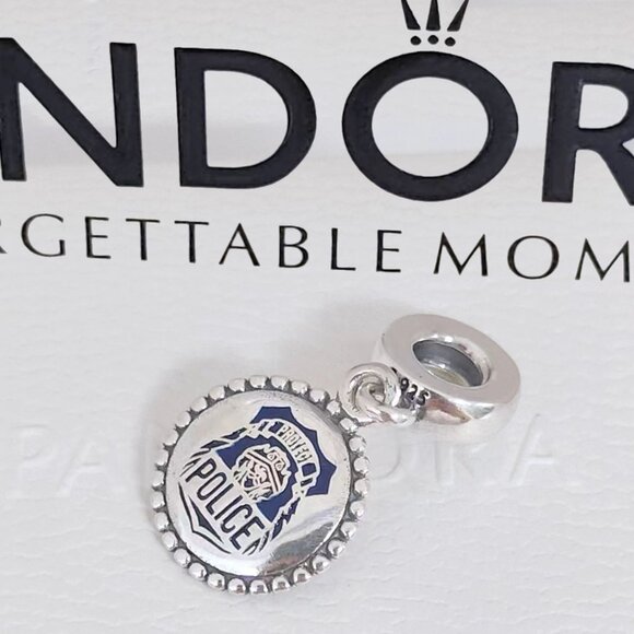 Pandora Police Badge Exclusive Charm Dangle Pendant S925 Silver with box - Picture 1 of 9